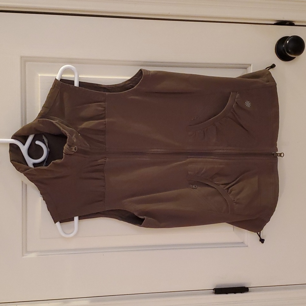 Athleta Tear Away B4 U Play cotton vest, soft brown,  size S